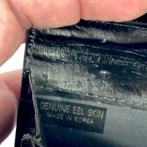 Vintage Real Eel Skin Black Clutch Wallet Korea - Picture 11 of 13